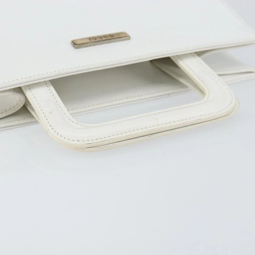 GUCCI Hand Bag Leather White Gold 001 2122 1773 Auth 146899 - Picture 7 of 16
